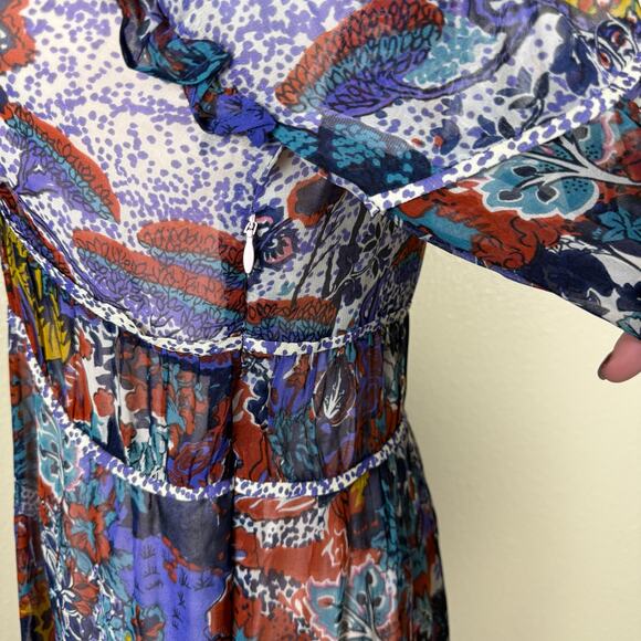 Maeve | Anthropologie Annabella Maxi Dress Boho Tiered Ruffled V-Neck Size 4 - Picture 7 of 11
